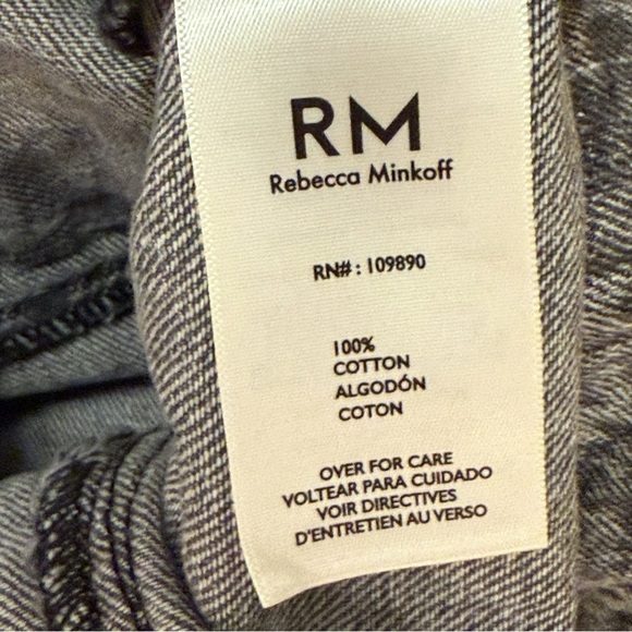 Rebecca Minkoff Gray Grey Denim Jean Jacket Studded Punk Button Up Size M Cotton - Picture 7 of 8